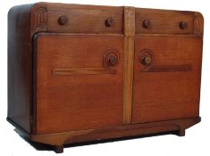 1930’S ART DECO OAK SIDEBOARD DRESSER WITH CARVED DECORATION