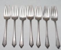 SET OF SEVEN ANTIQUE STERLING SILVER FORKS