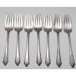 SET OF SEVEN ANTIQUE STERLING SILVER FORKS