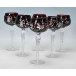 SET OF SIX 20TH CENTURY BOHEMIAN RUBY CRYSTAL GLASSES