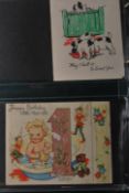 COLLECTION OF ANTIQUE & VINTAGE GREETINGS CARDS IN ALBUM