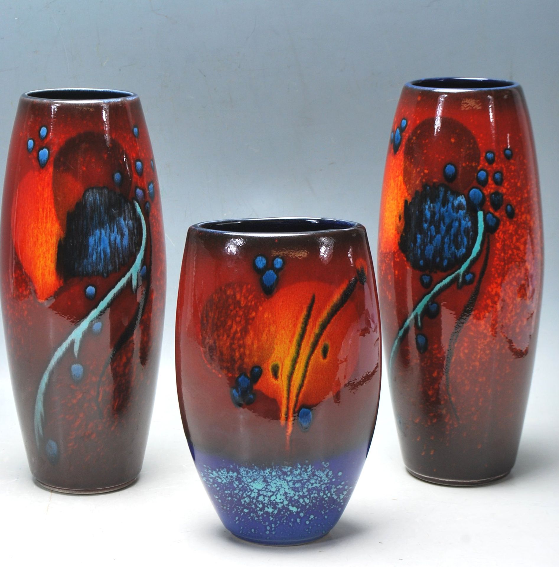 THREE RETRO ALAN CLARKE STUDIO ART VASES