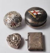 COLLECTION OF ANTIQUE HALLMARKED STERLING SILVER PILL BOX