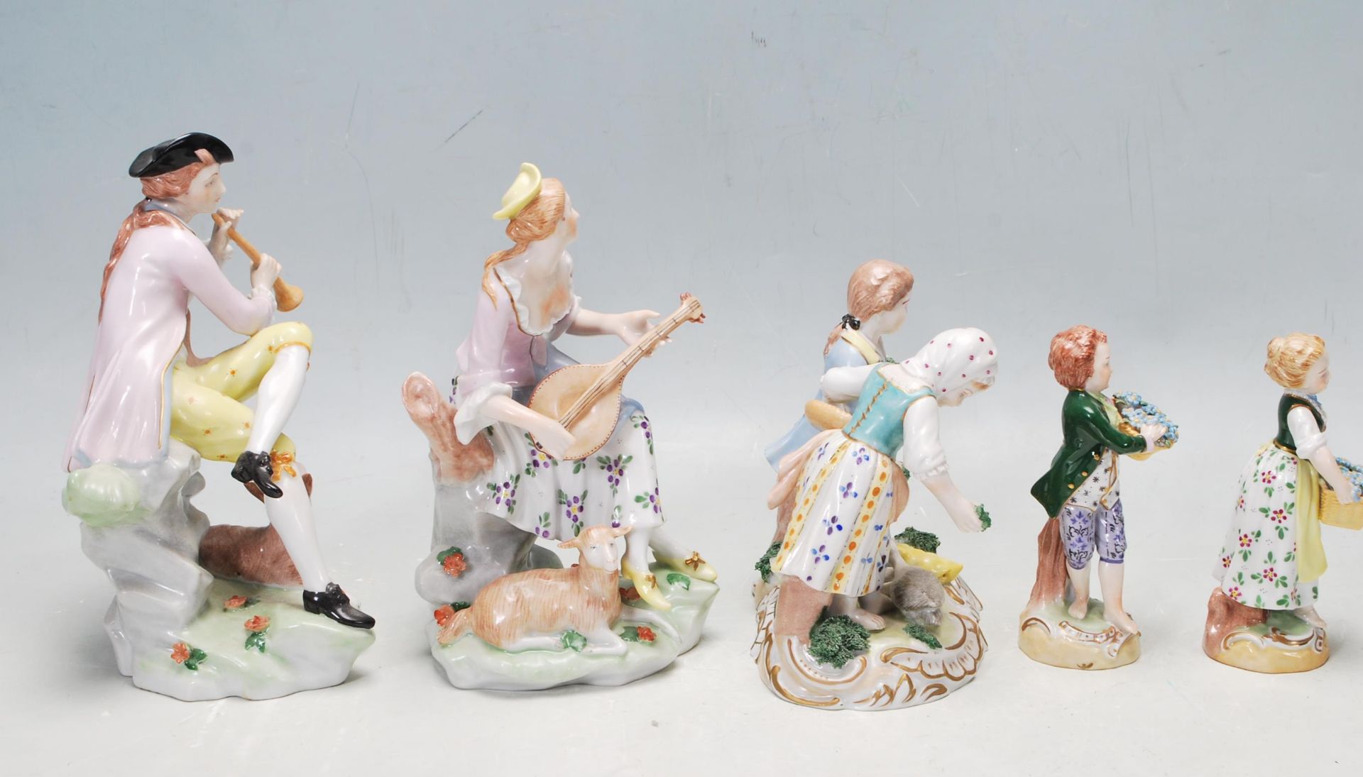 FIVE 20TH CENTURY GERMAN DRESDEN CERAMIC PORCELAIN FIGURINES - Image 4 of 7