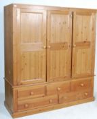 ANTIQUE STYLE COUNTRY PINE TRIPLE WARDROBE