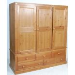 ANTIQUE STYLE COUNTRY PINE TRIPLE WARDROBE