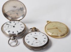 THREE VINTAGE POCKET WATCHES INCLUDING TWO SILVER