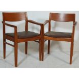 PAIR OF RETRO VINTAGE MID 20TH CENTURY DANISH INSPIRED TEAK WOOD DINING CHAIRS