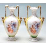 A PAIR OF GERMAN VASES BY VON SCHIERHOLZ 1900C - C.G. SCHIERHOLZ & SON - PAITED BY FR STAHL