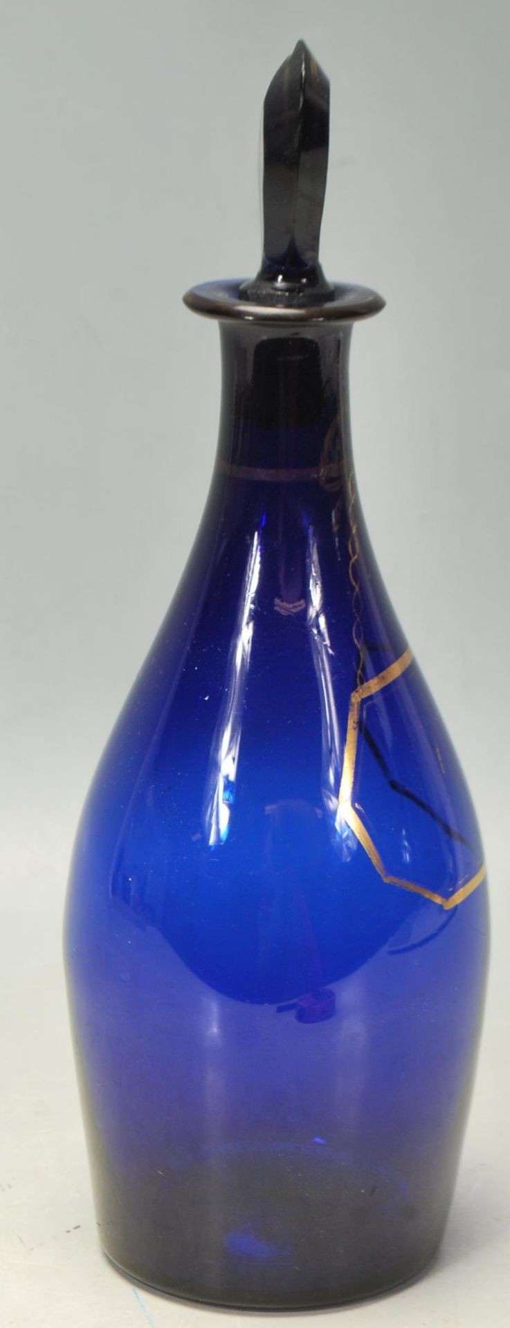 19TH CENTURY GEORGIAN BRISTOL BLUE GLASS RUM BOTTLE - Image 2 of 7