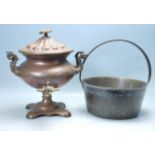 19TH CENTURY VICTORIAN COPPER SAMOVER AND BRASS COOCKING POT