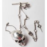 SILVER SKELETON POCKET WATCH CHAIN