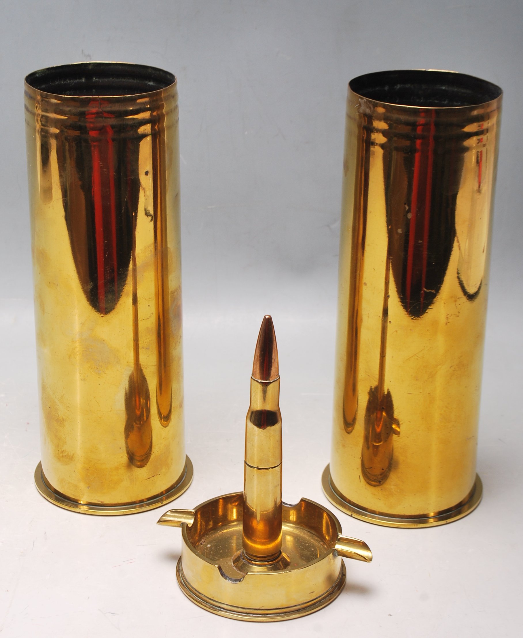 WWII SECON WAR BRASS TRENCH ART ASHTRAY AND LIGHTER