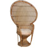 VINTAGE RETRO 20TH CENTURY WICKER PEACOCK ARMCHAIR