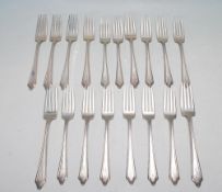 SET OF EIGHTEEN AMERICAN SILVER FORKS