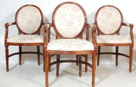 SET OF 4 FRENCH MAHOGANY FAUTEUIL ARMCHAIRS