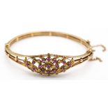 9ct Gold Hallmarked Ruby Cluster Bracelet Bangle