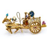 A Gold Ruby & Enamel Novelty Brooch Pin