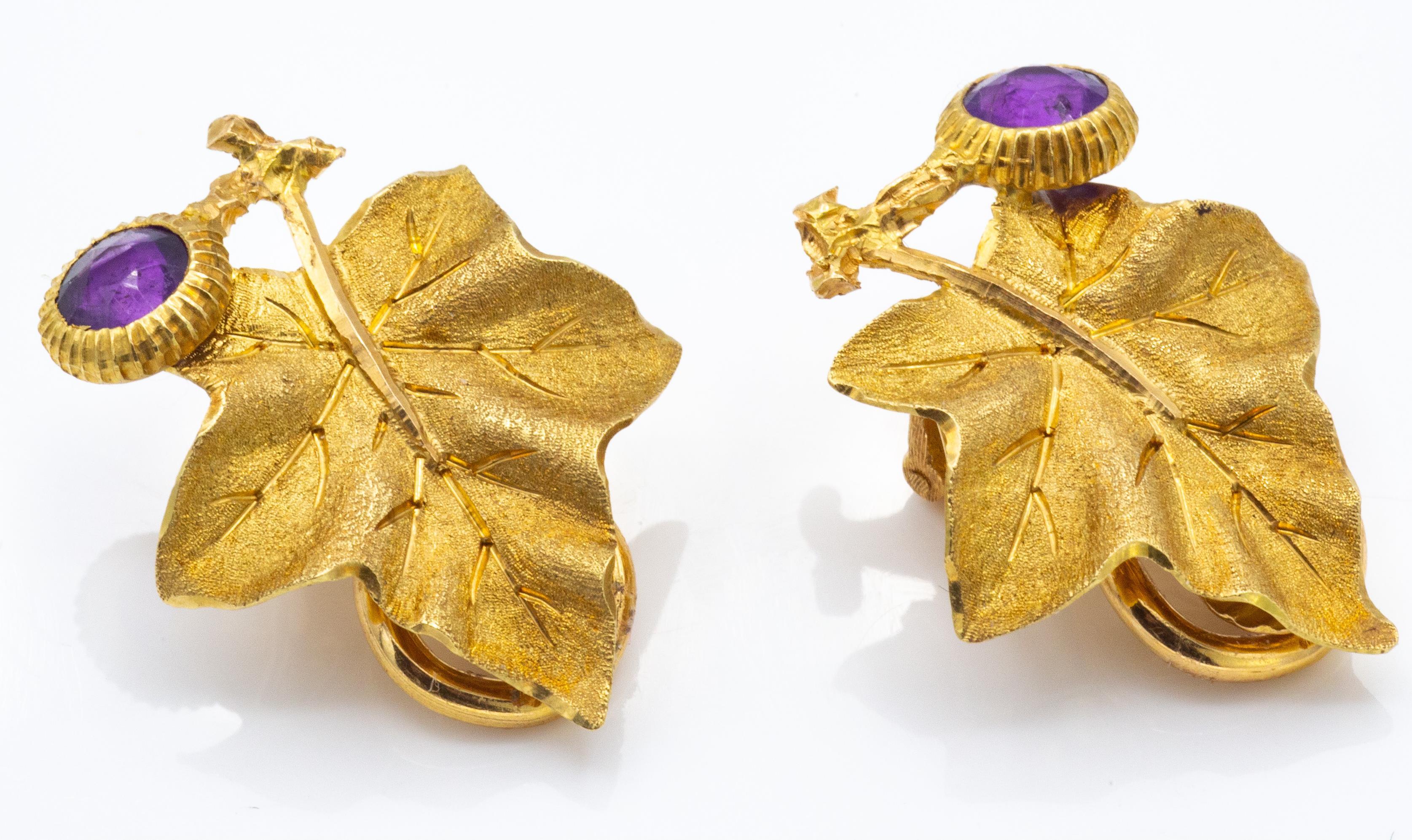 A pair of signed Buccellati 18ct gold & Amethyst Ear Clips - Image 2 of 6