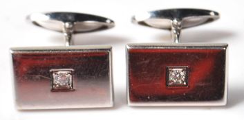 18ct WHITE GOLD & DIAMOND CUFFLINKS