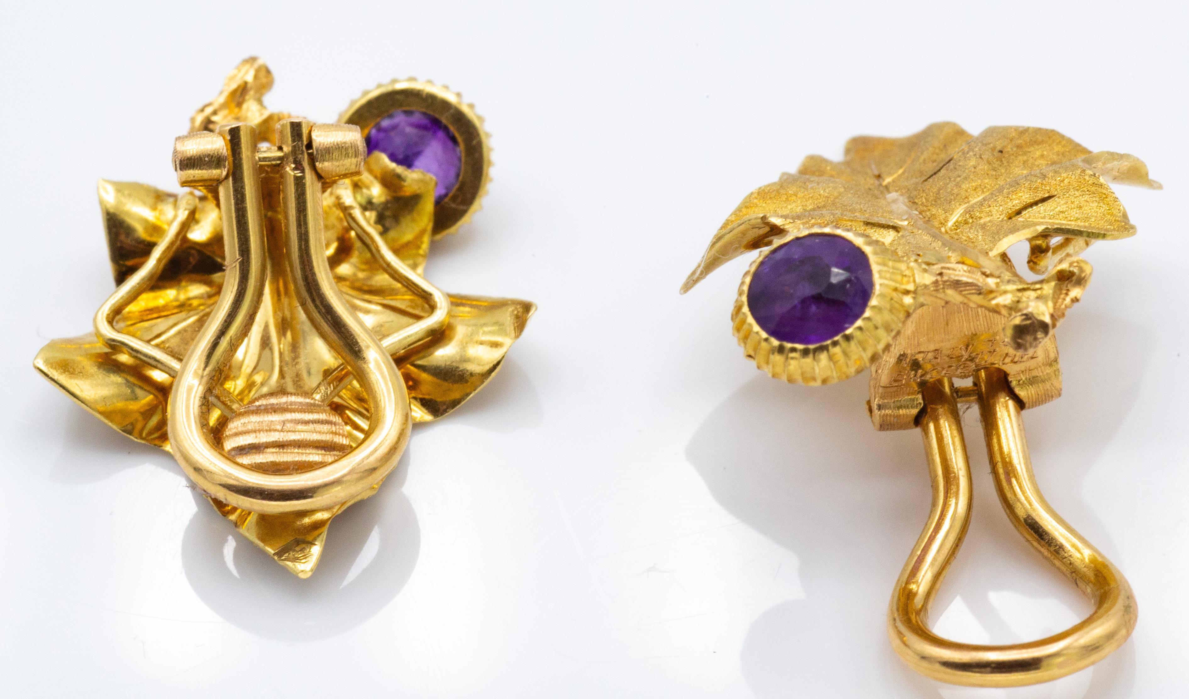 A pair of signed Buccellati 18ct gold & Amethyst Ear Clips - Image 4 of 6