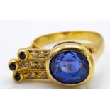 A French 18ct Gold Sapphire & Diamond Cocktail Ring