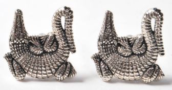 GENTLEMAN'S SILVER CROCODILE CUFFLINKS