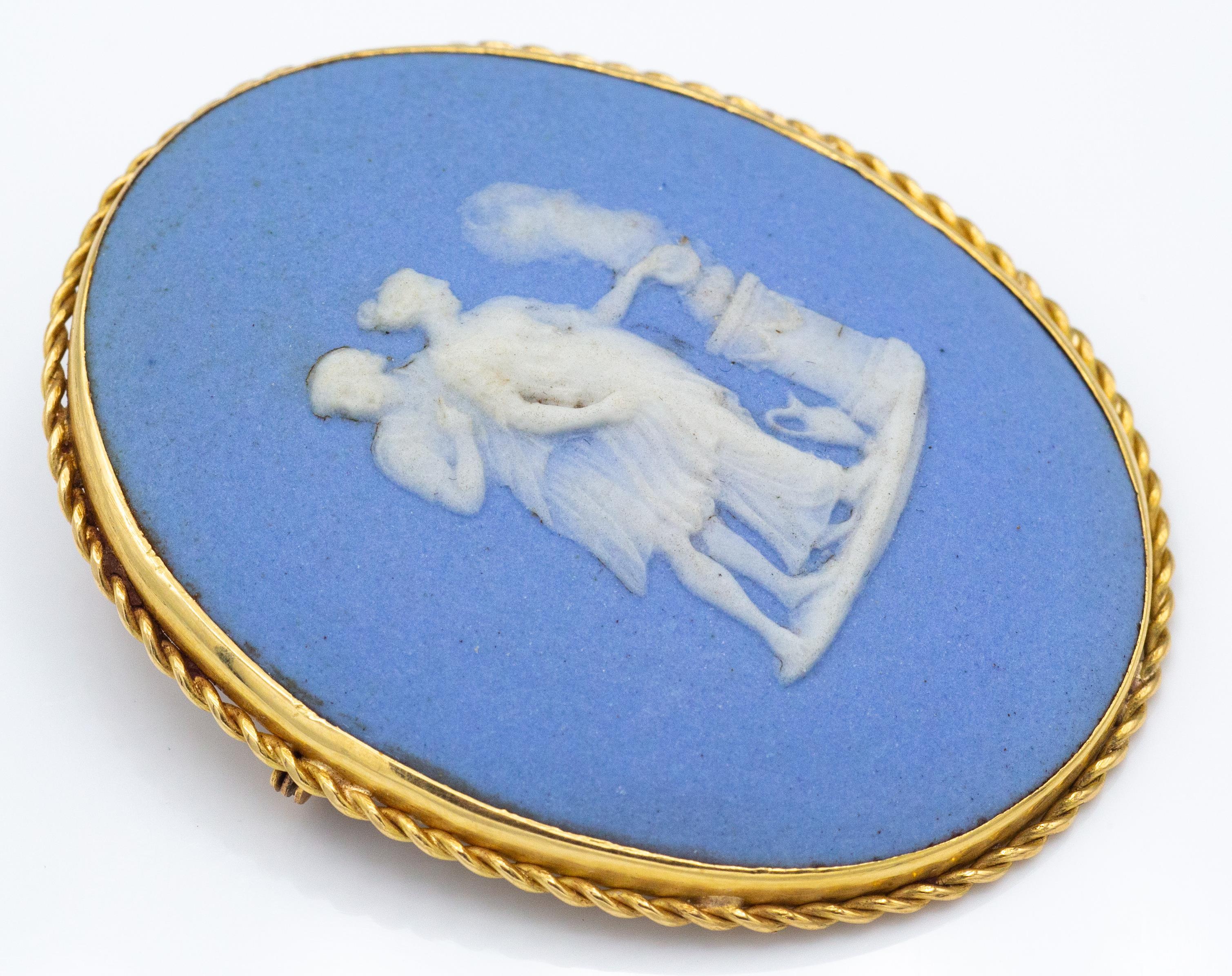 Antique 18ct Gold Mounted Wedgwood Brooch Pin - Image 2 of 6