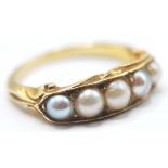 ANTIQUE 18CT GOLD AND SEED PEARL RING