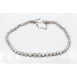 A French Platinum & Diamond Tapered Line Bracelet