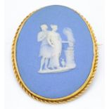 Antique 18ct Gold Mounted Wedgwood Brooch Pin