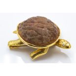 A French 18ct Gold & Diamond Novelty Turtle Brooch Clip