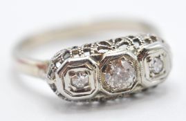 18CT WHITE GOLD AND DIAMOND ART DECO RING