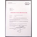ONLY FOOLS & HORSES - ORIGINAL PROP LETTER SIGNED BY DAVID JASON