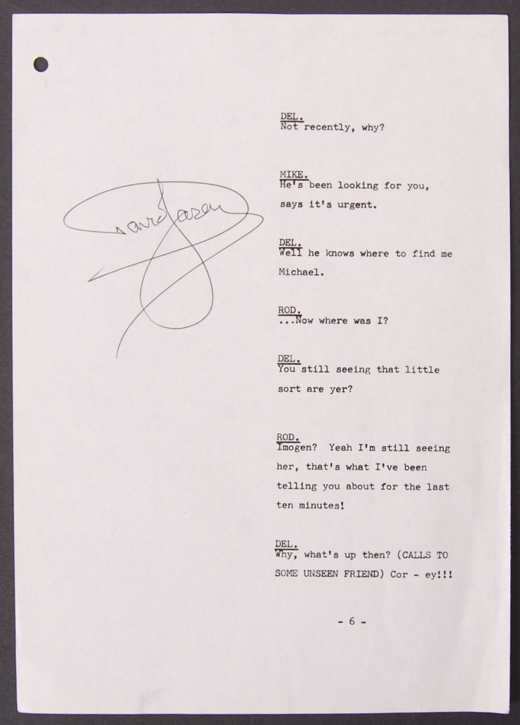 ONLY FOOLS & HORSES - DAVID JASON AUTOGRAPHED SCRIPT PAGE