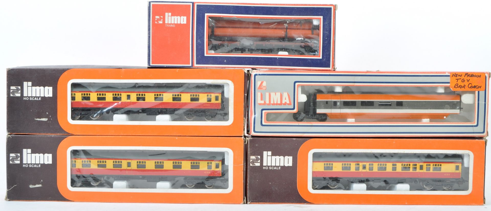 COLLECTION OF X5 LIMA HO GUAGE TRAINSET CARRIAGES & ROLLING STOCK
