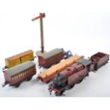 HORNBY SERIES 0 GAUGE CLOCKWORK TRAIN AND ROLLING STOCK