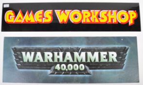 TWO GAMES WORKSHOP WARHAMMER SHOP ADVERTISING SIGNS