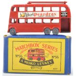 MATCHBOX MOKO LESNEY NO 56 LONDON TROLLEY BUS DRINK PEARDRAX