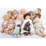 ASSORTMENT OF VINTAGE CELLULOID AND BISQUE HEADED DOLLS
