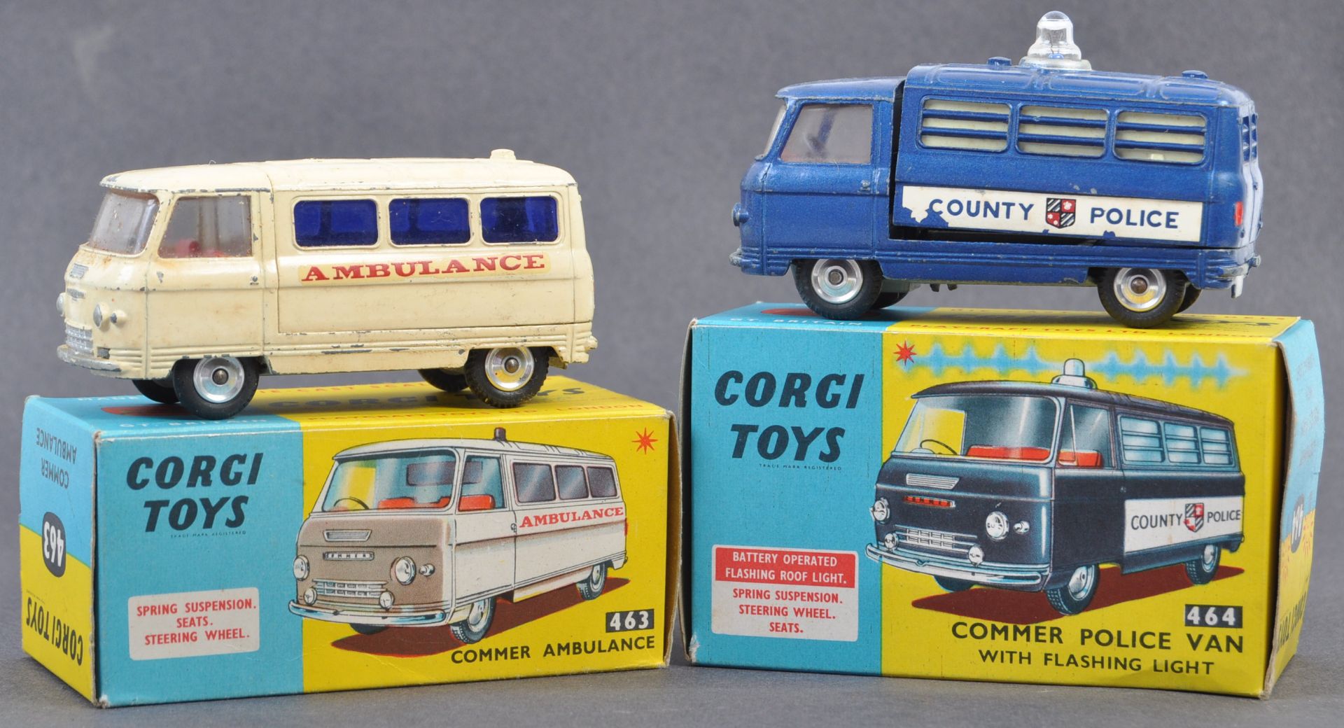 TWO ORIGINAL VINTAGE CORGI TOYS BOXED DIECAST MODELS - 463 & 464