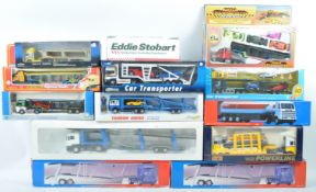COLLECTION OF ASSORTED DIECAST MODEL TRUCKS AND TRANSPORTERS