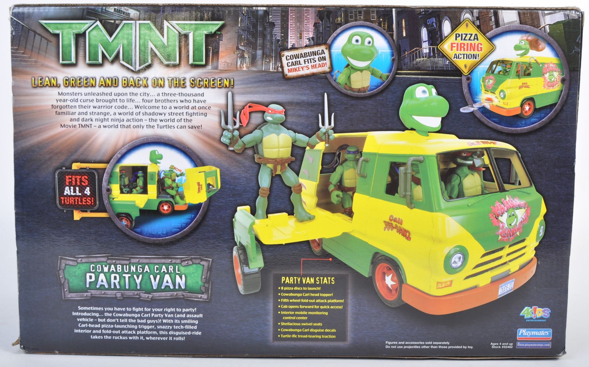 PLAYMATES FACTORY SEALED TMNT COWABUNGA CARL PARTY BUS - Image 5 of 9