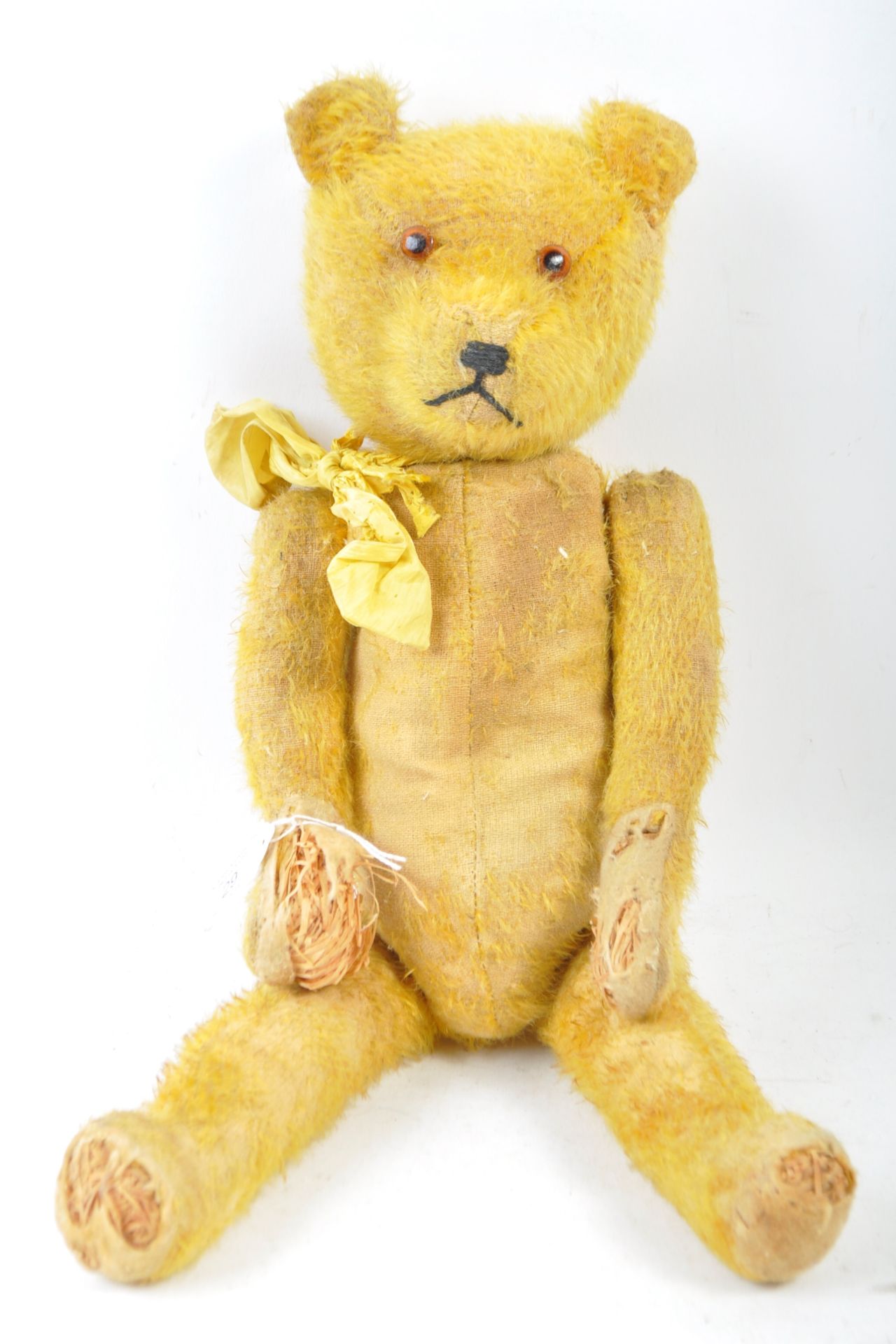 1950'S VINTAGE ENGLISH STRAW FILLED TEDDY BEAR