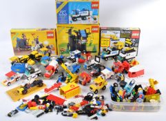 COLLECTION OF VINTAGE LEGO - BOXES, MADE SETS & MINIFIGURES