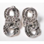 PAIR OF ,925 STERLING SILVER & MARCASITE DROP EARRINGS