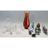 GROUP OF CINTAGE 20TH CENTURY STUDIO ART GLASS PAPERWEIGHTS, ETC