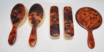 RETRO 20TH CENTURY DRESSING TABLE BRUSH SET WITH FAUX TORTOISESHELL HANDLE