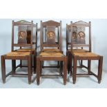 SIX VICTORIAN ANTIQUE STYLE OAK DINING CHAIRS