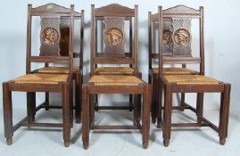 SIX VICTORIAN ANTIQUE STYLE OAK DINING CHAIRS